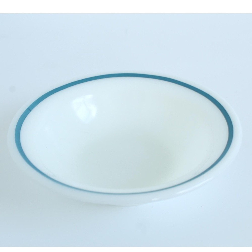 Corning Decor‎ Milk Glass Berry Bowl Teal Band White Vintage 4.75" USA 356-28